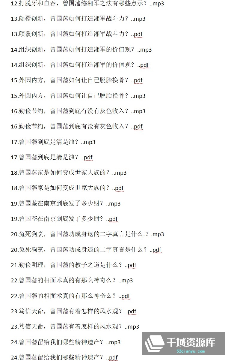张宏杰《曾国藩的24个锦囊》[音频MP3/PDF/341.32MB]百度网盘-千域资源库