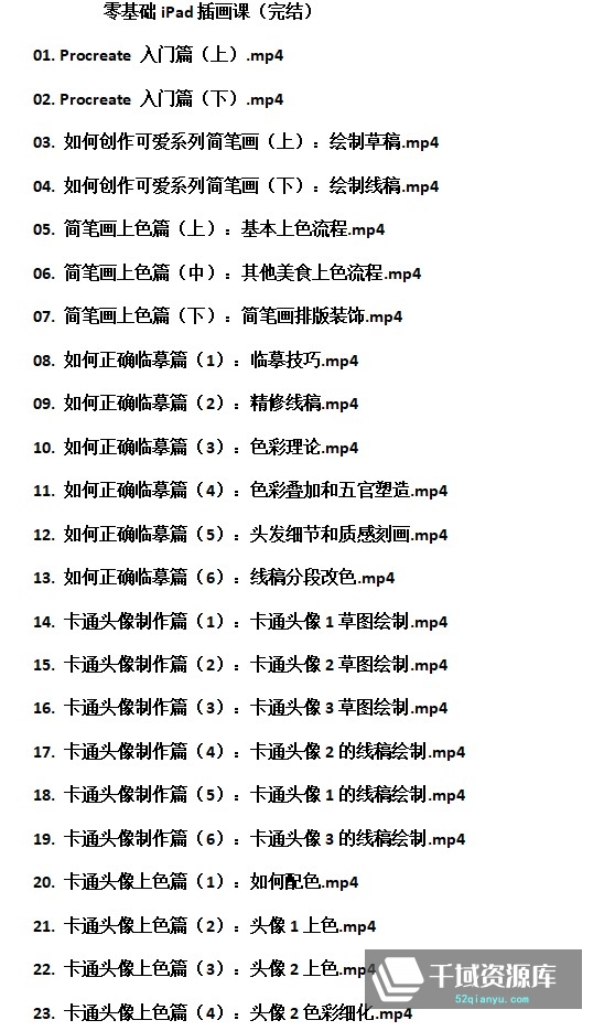 《ipad零基础procrete插画课程》MP4视频课程+素材包[MP4/brush/1.29GB]百度网盘-千域资源库