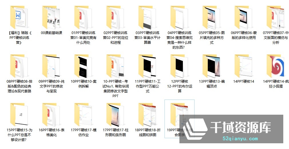 《珞珈PPT硬核训练营》百度网盘+(完整课程+课程素材)[MP4/PDF/4.58GB]-千域资源库