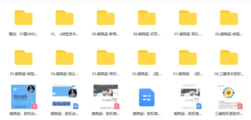臧其超大全集（10套课程全集含课程资料）赠送：价值9800元股权、薪酬绩效工具包[MP4/PDF/20.52GB]-千域资源库