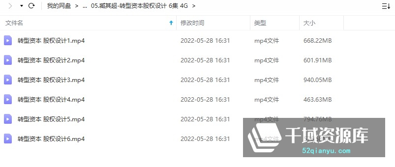 臧其超-转型资本股权设计 6集 4G-千域资源库