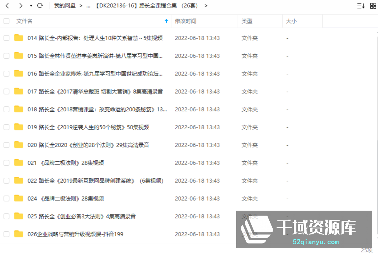 [路长全视频课全集26套]《企业战略与营销升级视频课》[MP4/36.99GB]百度网盘-千域资源库